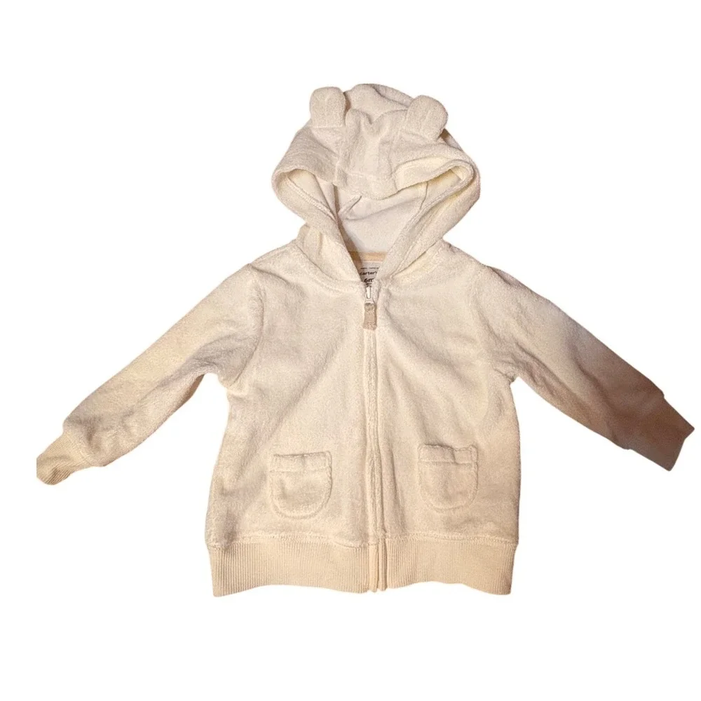 Carters 6M Cream Koala Print Short Sleeve Bodysuit and Bear Ear‎ Hoodie Outfit